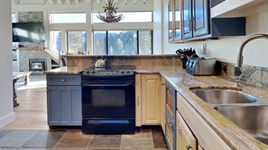 Fridge, microwave, oven, dishwasher