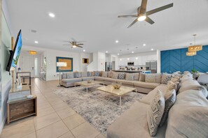 TV, video games, DVD player, music library