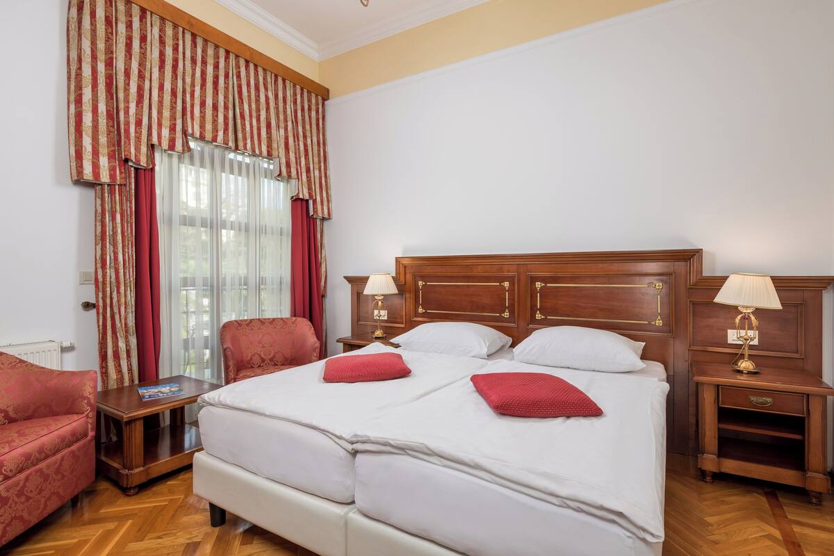 Premium double room with park view | Ropa de cama hipoalergénica, minibar, caja fuerte y escritorio