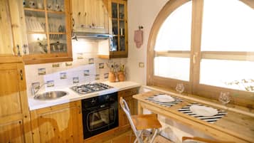 Fridge, oven, stovetop, coffee/tea maker