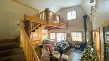 Smart TV, fireplace, video games, DVD player