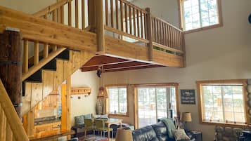 Smart TV, fireplace, video games, DVD player