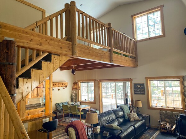 Smart TV, fireplace, video games, DVD player