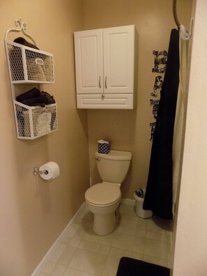 Combined shower/bathtub, hair dryer, towels, soap - Dog Friendly Moonfall Cottage Gatlinburg  (Gatlinburg)