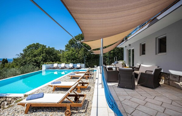 An infinity pool, a heated pool