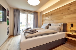 Apartamento luxo | Roupas de cama premium, edredons de pluma, individualmente decorados