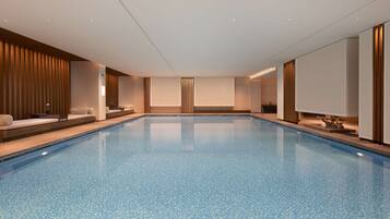 Indoor pool, sun loungers