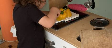 Kühlschrank, Mikrowelle, Herdplatte, Geschirrspüler