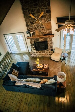 Smart TV, fireplace, video games, table football