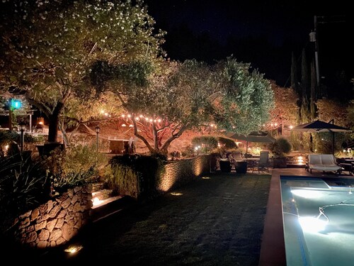 Private gated villa with pool overlooking vineyards.