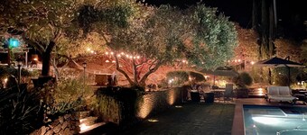 Private gated villa with pool overlooking vineyards.