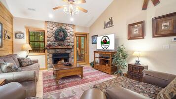 Smart TV, fireplace, DVD player