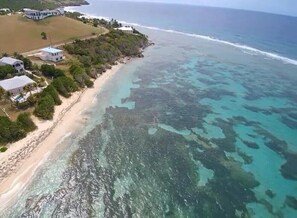 On the beach, sun-loungers, beach towels