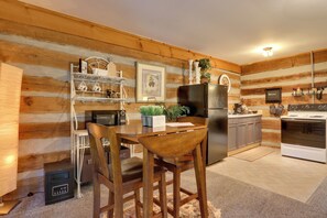 Fridge, microwave, stovetop, coffee/tea maker - Riverfront Couple's Retreat in Smoky Mountains! (Townsend)