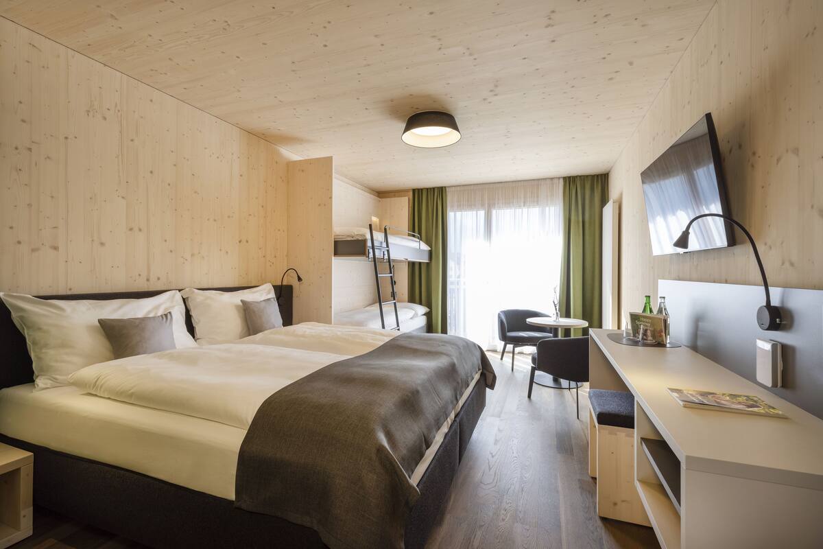 basic quadruple room | 1 bedroom, in-room safe, laptop workspace, blackout curtains