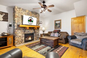 智能電視、壁爐、DVD 播放機