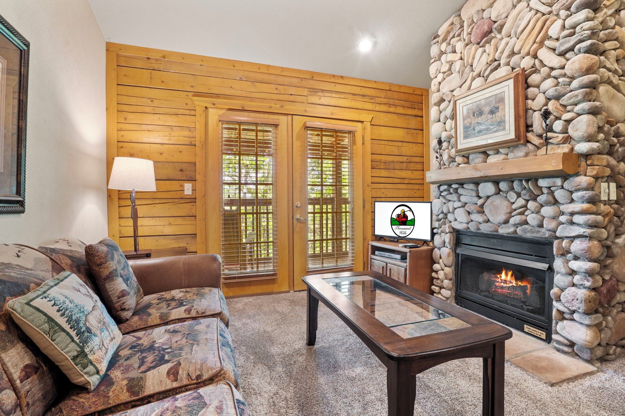 Smart TV, fireplace, DVD player