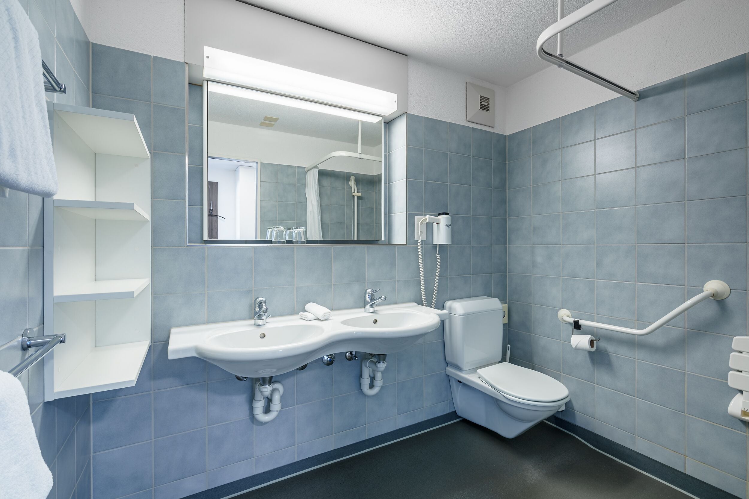 family suite | bathroom | hair dryer, towels