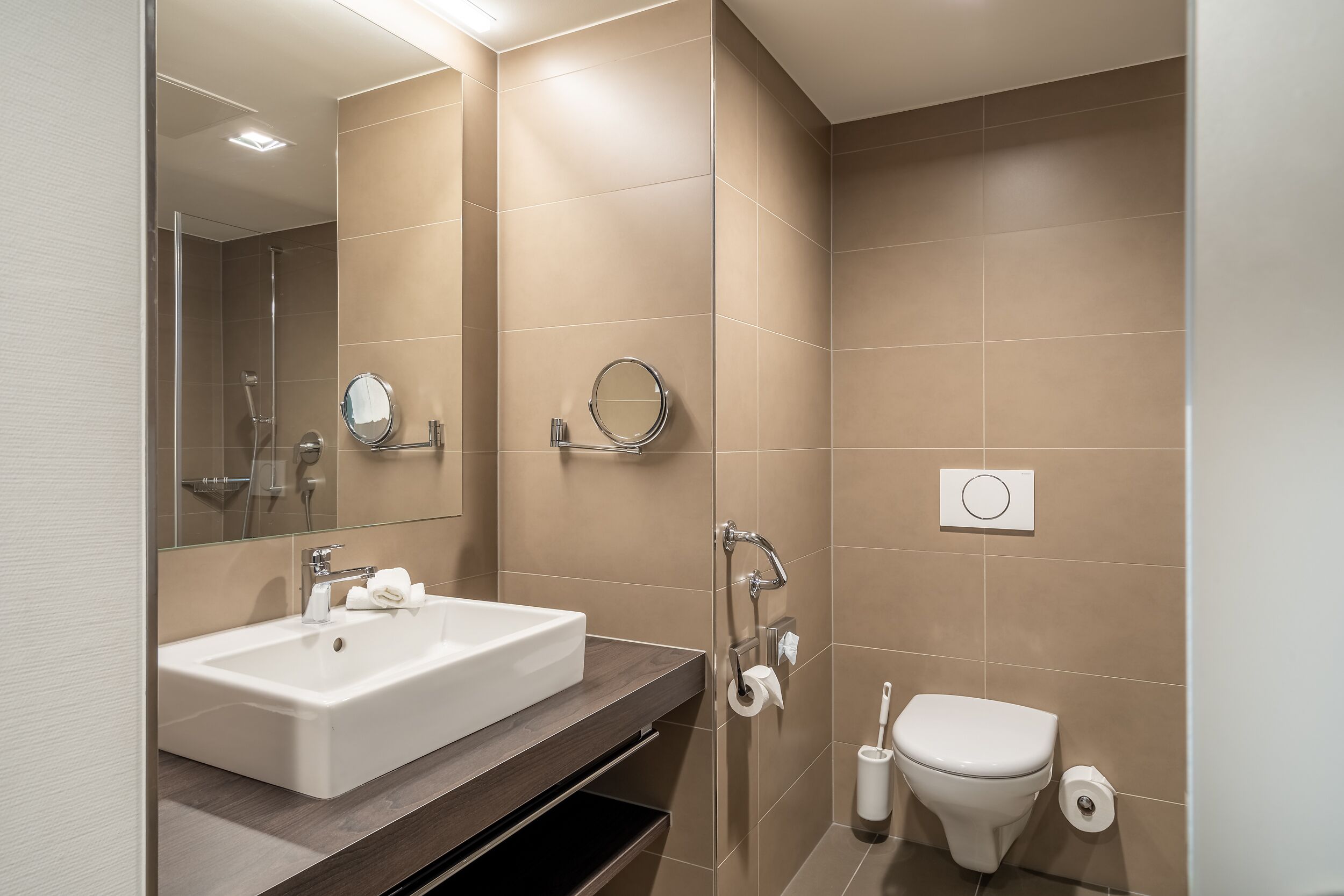 premium double room | bathroom | hair dryer, towels