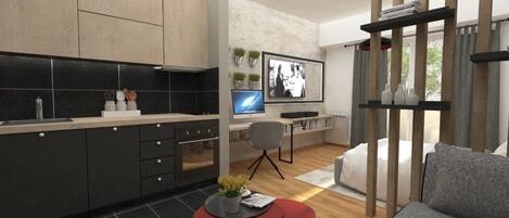 1 室のベッドルーム、アイロン / アイロン台、WiFi (無料)