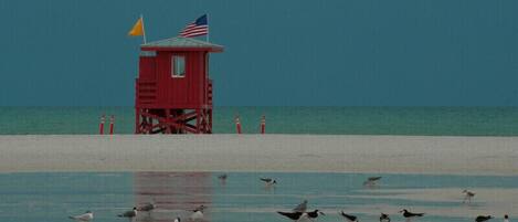 Una spiaggia nelle vicinanze, lettini da mare, teli da spiaggia