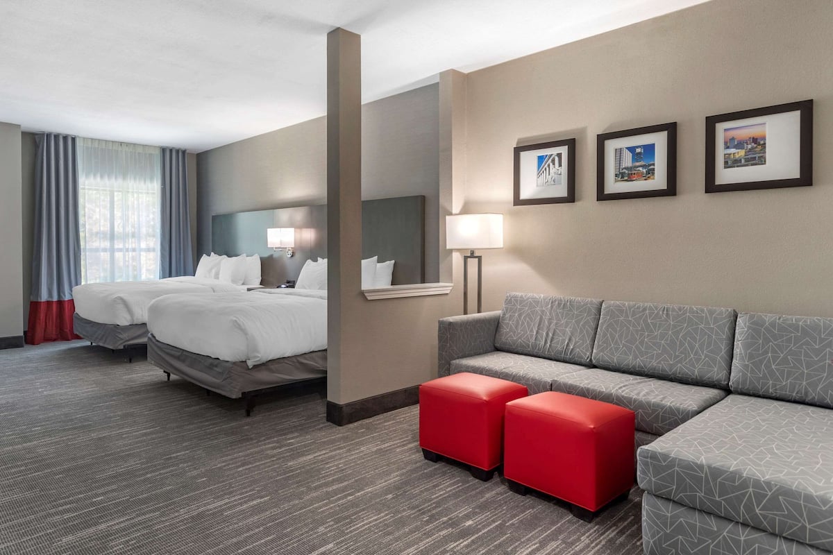 Suite, 2 Queen Beds, Accessible, Non Smoking | Premium bedding, desk, laptop workspace, soundproofing