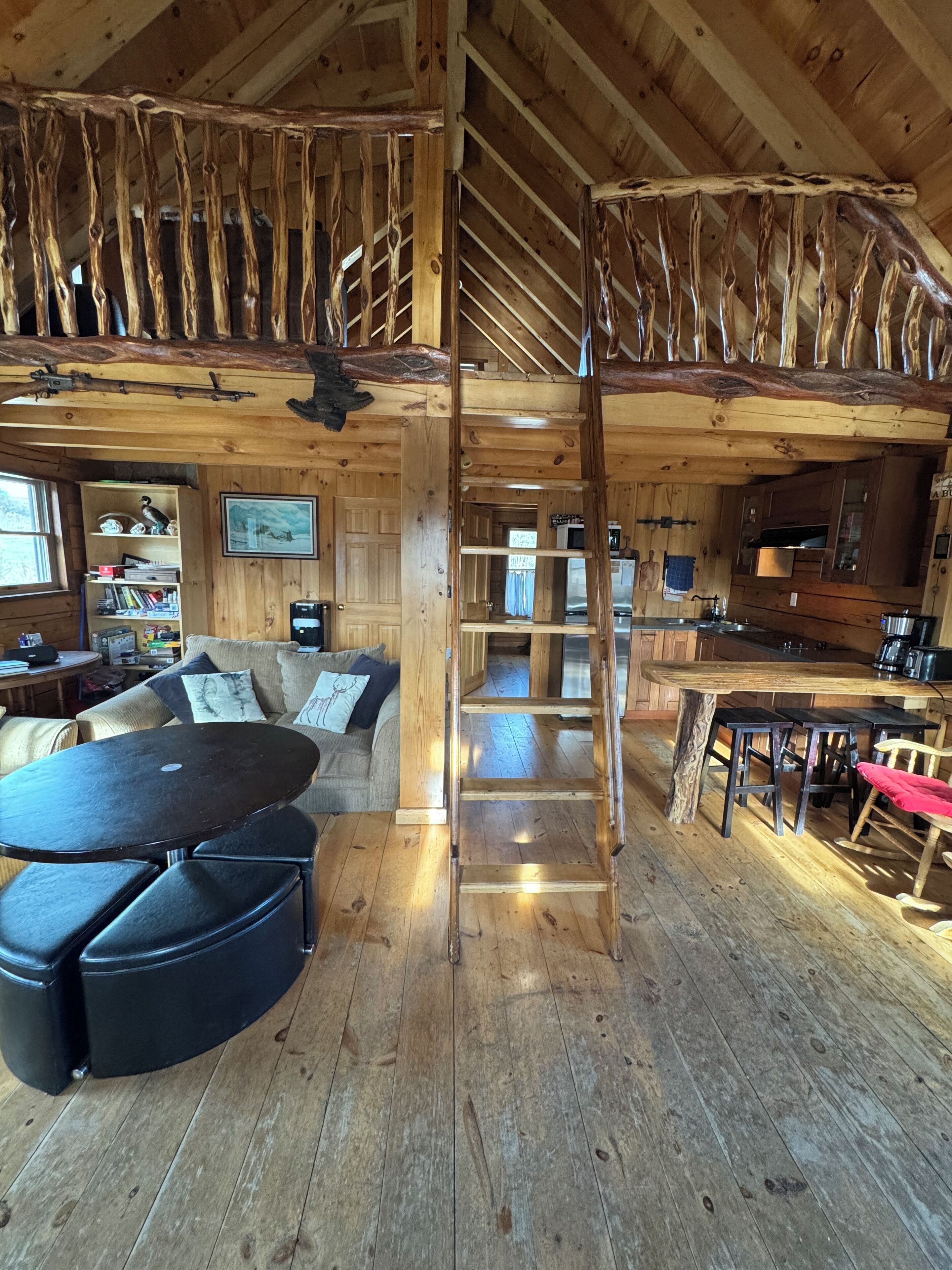 Una chimenea, libros, un reproductor estéreo