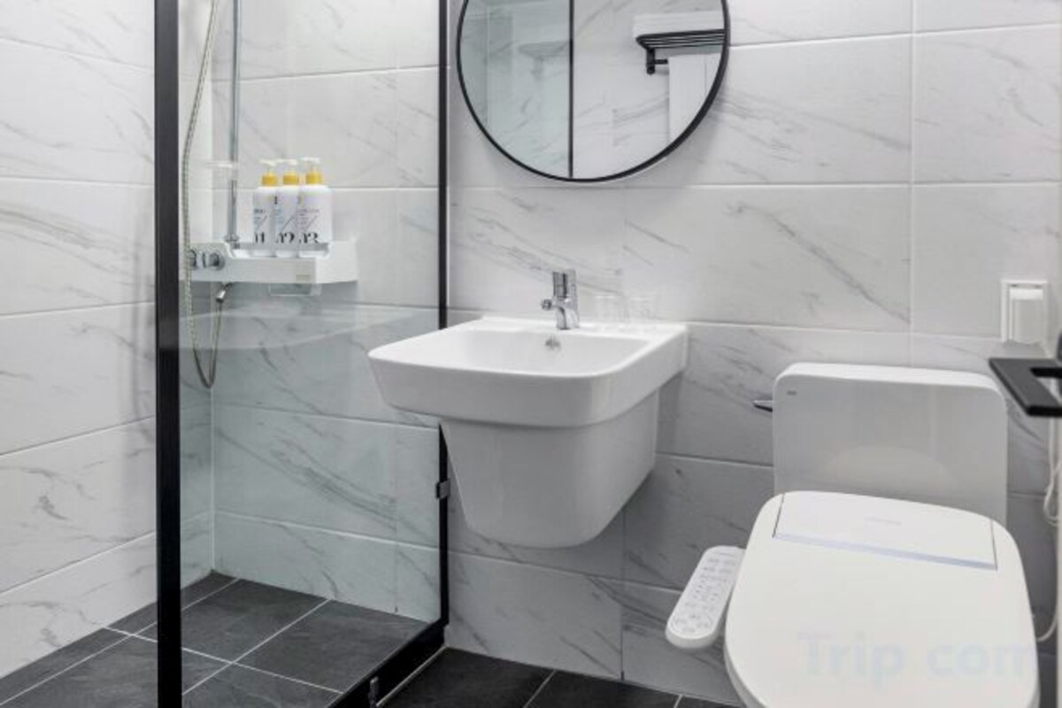 Haartrockner, Bidet, Handtücher, Seife