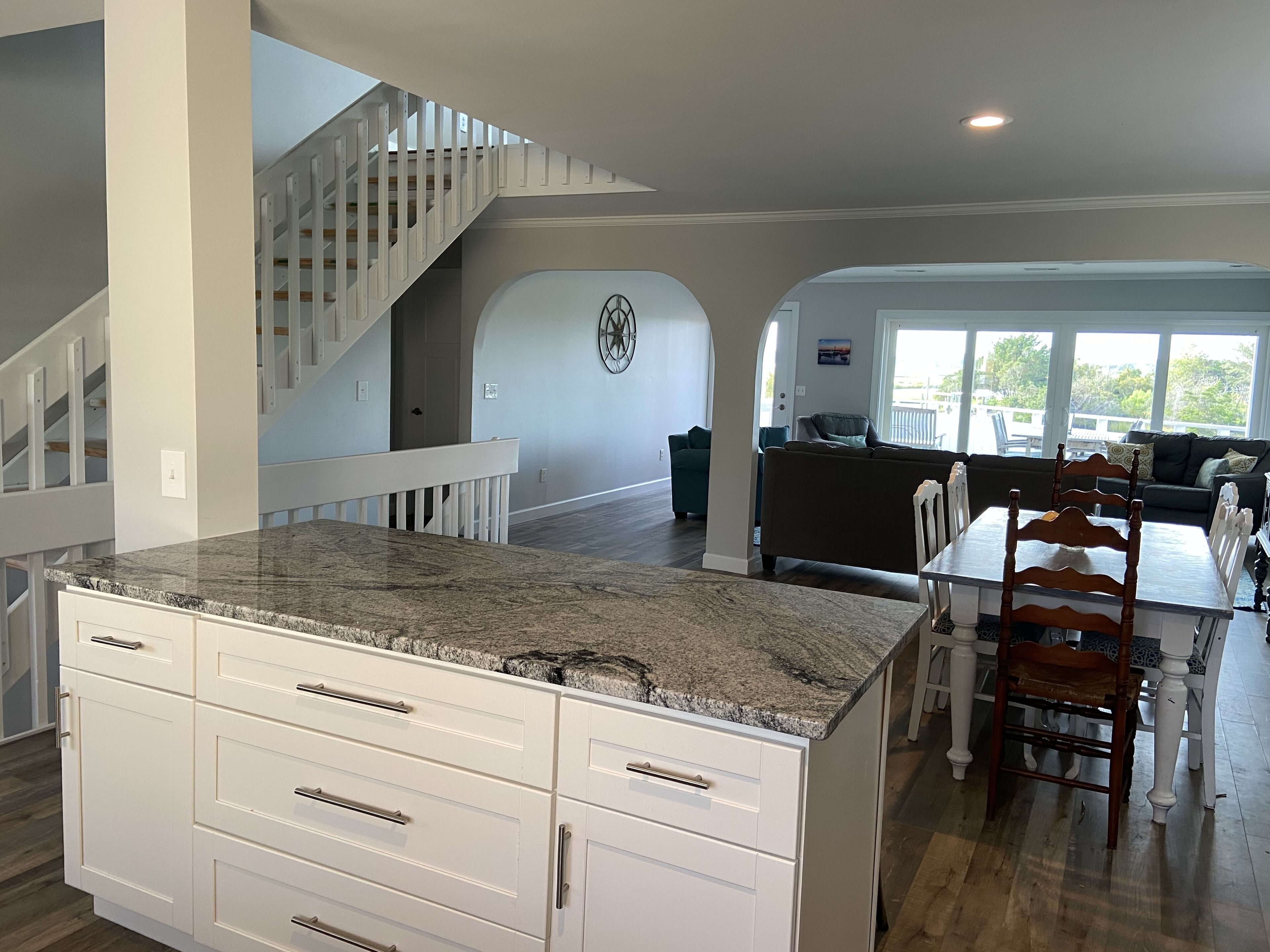 Open living space on main level (view from the new kitchen)