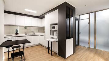 Grand Penthouse, Terrace, Lake View (Netflix available) | Private kitchen | Full-size fridge, microwave, cookware/dishes/utensils, freezer