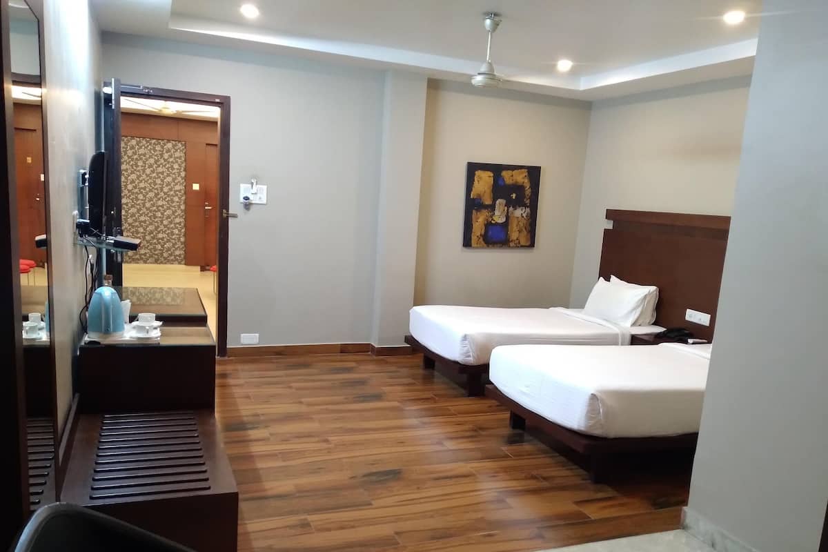 Allergitestade sängkläder, memory foam-madrasser och minibar