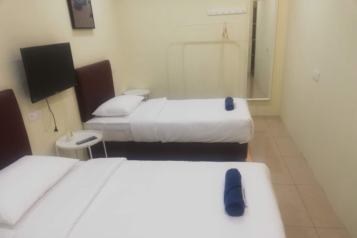 Desk, free WiFi, bed sheets