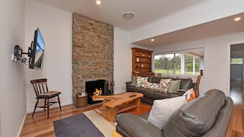 TV, fireplace
