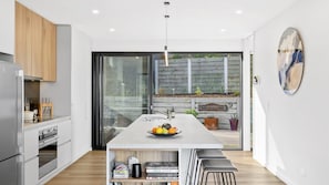 Fridge, microwave, oven, dishwasher