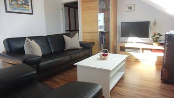 Apartment | Living room | 20-inch TV with satellite channels