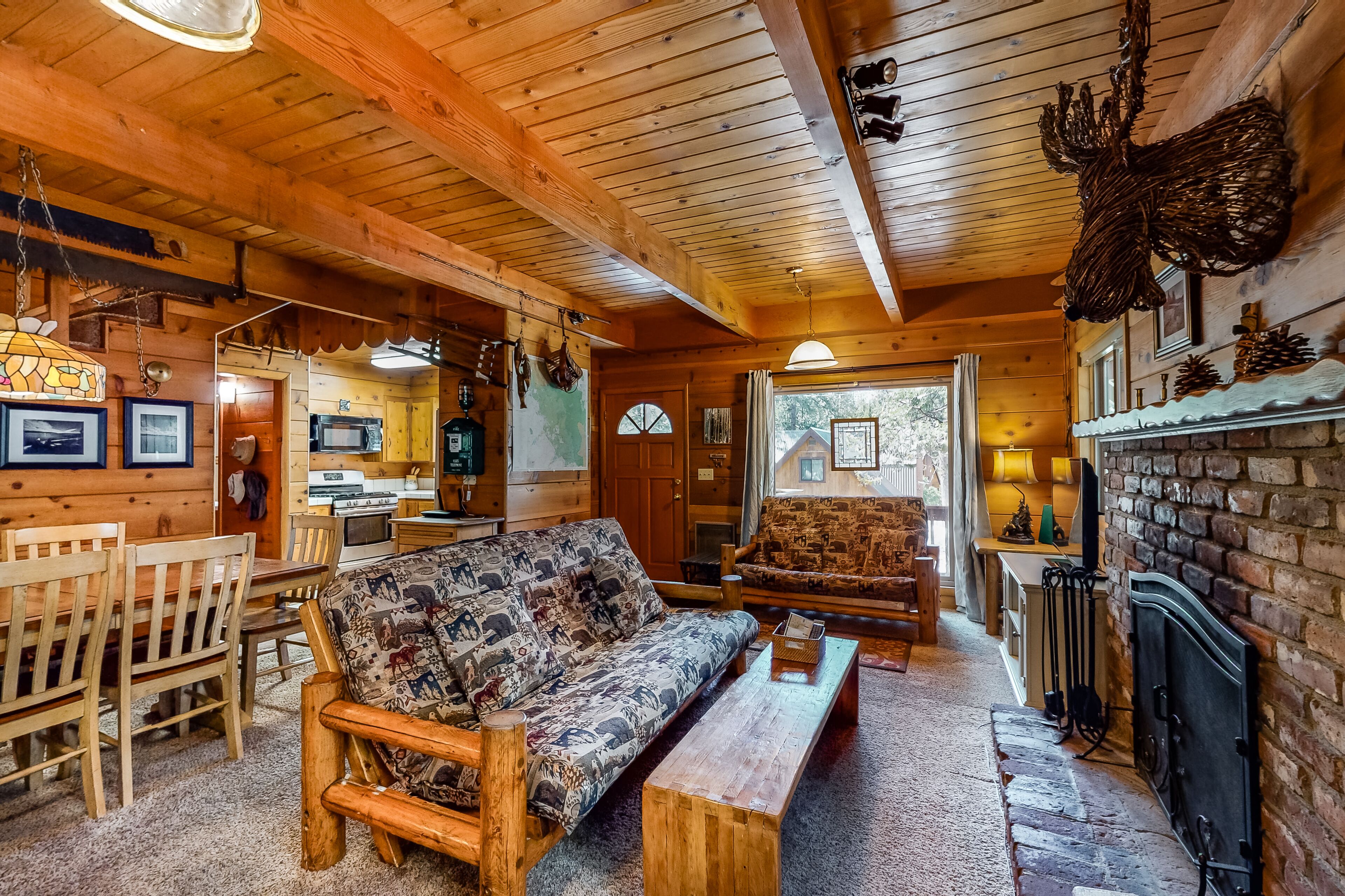 TV, fireplace, DVD player, books