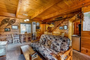 TV, fireplace, DVD player, books
