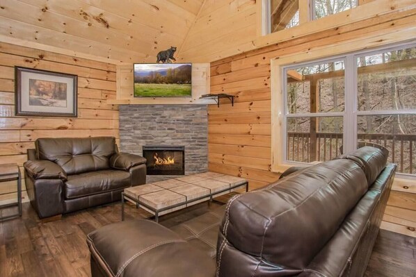 Smart TV, fireplace, table football