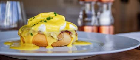 A breakfast dish on a plate.