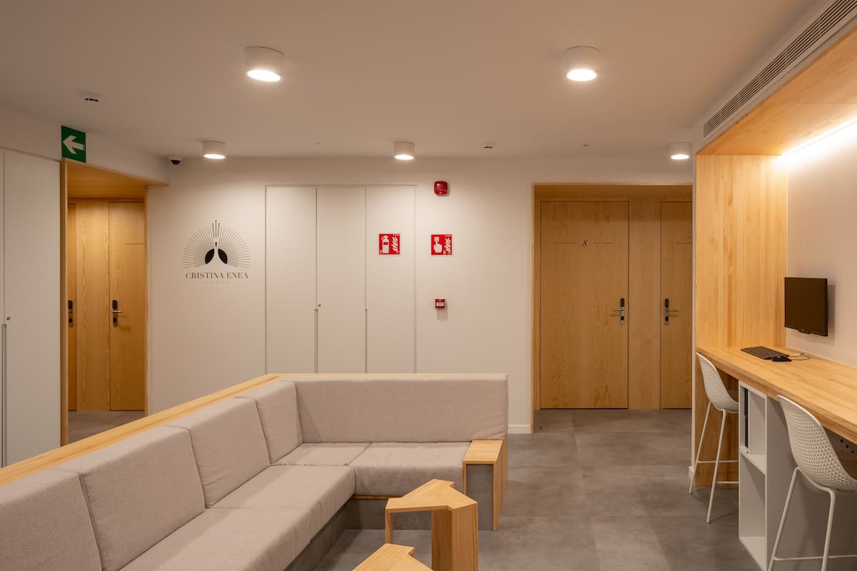 mini-fridge, microwave, espresso maker, cookware/dishes/utensils