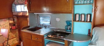 Adorable vintage flamingo camper