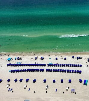 On the beach, beach towels
