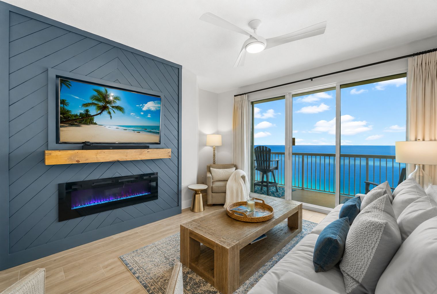 Smart TV, fireplace, Netflix, streaming services