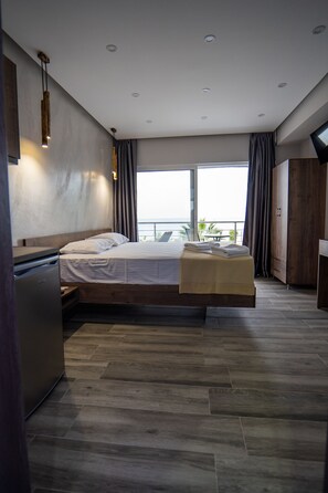 Chambre panoramique double, vue sur la mer | Draps en coton égyptien, literie de qualité
