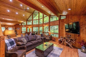 TV, fireplace, video games, table football