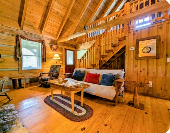 TV connectée, cheminée, livres