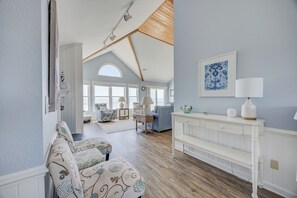 Flat-screen TV, fireplace, DVD player - 7048- Tide Song - Dog-Friendly Oceanfront Rodanthe Retreat (Rodanthe)