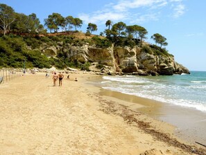Beach nearby, sun loungers