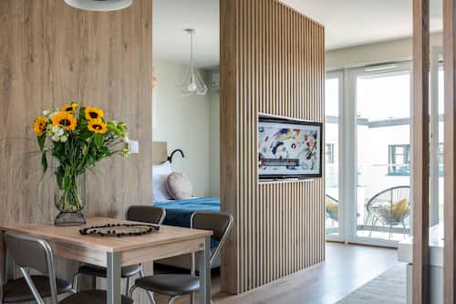 Estudi en suite panoràmic | Sala d'estar | Televisor LCD de 40 polzades amb canals per cable i televisor