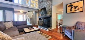 TV, fireplace, offices